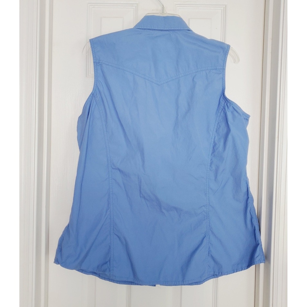 Vtg Carhartt Sleeveless Western Snap Shirt Blue Cotton Stretch Workwear XL - Picture 4 of 7